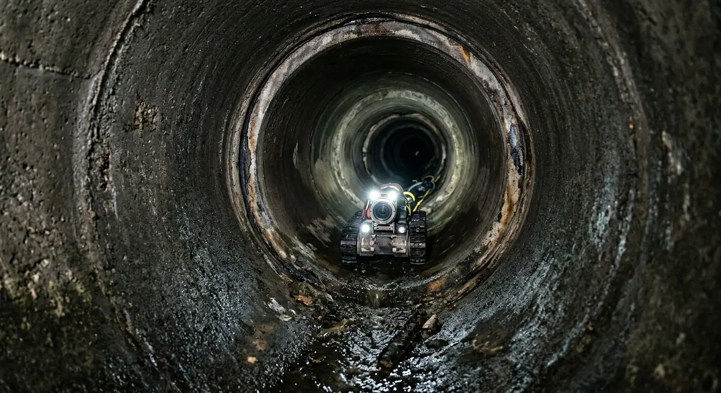 Robotic sewer camera inspecting pipe interior for Drain Snake Service in Irondequoit